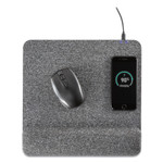 Allsop Powertrack Plush Wireless Charging Mouse Pad with Wrist Rest, 11.8 x 11.6, Gray