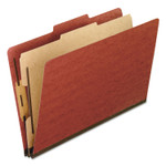 Pendaflex Four-Section Pressboard Classification Folders, 2" Expansion, 1 Divider, 4 Fasteners, Legal Size, Red Exterior, 10/Box (PFX2157R) View Product Image