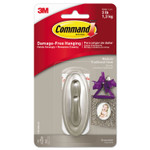 Command Decorative Hooks, Traditional, Medium, Plastic, Brushed Nickel, 3 lb Capacity, 1 Hook and 2 Strips/Pack Product Image 