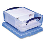 Really Useful Box Snap-Lid Storage Bin, 2.14 gal, 11" x 14" x 5", Clear/Blue