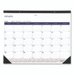 Blueline DuraGlobe Monthly Desk Pad Calendar, 22 x 17, White/Blue/Gray Sheets, Black Binding/Corners, 12-Month (Jan to Dec): 2025