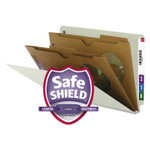 Smead X-Heavy End Tab Pressboard Classification Folders, Six SafeSHIELD Fasteners, 2 Dividers, Legal Size, Gray-Green, 10/Box