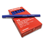 Universal Porous Point Pen, Stick, Medium 0.7 mm, Blue Ink, Blue Barrel, Dozen (UNV50501) View Product Image