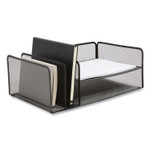 TRU RED Wire Mesh Combination Organizer, Vertical/Horizontal, 4 Sections, Letter-Size, 11.2 x 17.4 x 6.54, Matte Black