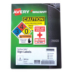 AbilityOne 7530016878147, SKILCRAFT AVERY Surface Safe Sign Labels, 5 x 7, White, 2/Sheet, 15 Sheets/Box, 12 Boxes/Box