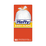 Hefty Easy Flaps Trash Bags, 13 gal, 0.8 mil, 23.75" x 28", White, 80/Box (PCTE84563) View Product Image