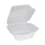 Pactiv Evergreen SmartLock Foam Hinged Lid Container, Sandwich, 5.75 x 5.75 x 3.25, White, 504/Carton (PCTYHLW06000000) View Product Image