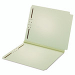 Pendaflex Dual-Tab Pressboard Fastener Folder, 2" Expansion, 2 Fasteners, Letter Size, Light Green Exterior, 25/Box