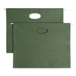 Smead 100% Recycled Hanging Pockets with Full-Height Gusset, 1 Section, 3.5" Capacity, Letter Size, Standard Green, 10/Box