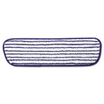Rubbermaid Commercial Microfiber Finish Pad, 18 x 5.5, Blue/White, 6/Box