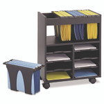 Safco Go Cart Mobile File, Engineered Wood, 8 Shelves, 4 Bins, 14.5" x 21.5" x 26.25", Black