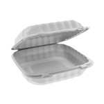 Pactiv Evergreen EarthChoice SmartLock Microwavable MFPP Hinged Lid Container, 8.31 x 8.35 x 3.1, White, Plastic, 200/Carton (PCTYCN808010000) View Product Image