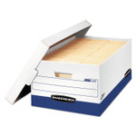 Bankers Box PRESTO Heavy-Duty Storage Boxes, Legal Files, 16" x 10.38", White/Blue, 12/Carton