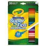 Crayola Washable Super Tips Markers, Fine/Broad Bullet Tips, Assorted Colors, 20/Set (CYO588106) View Product Image