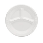 Dart Quiet Classic Laminated Foam Plates, 3-Compartment Plate, 9" dia, White, 125/Pack, 4 Packs/Carton