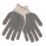 REGULAR WEIGHT COTTON/POLY GLOVE BLUE PVC DOTS (127-9660LMB)