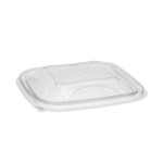 Pactiv Evergreen EarthChoice Recycled PET Container Lid, For 8/12/16 oz Container Bases, 5.5 x 5.5 x 0.38, Clear, Plastic, 504/Carton (PCTYSACLD05) View Product Image