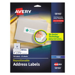 Avery Repositionable Address Labels w/SureFeed, Inkjet/Laser, 1 x 2.63, White, 750/BX (AVE58160) View Product Image