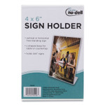 NuDell Clear Plastic Slanted L-Shaped Countertop Sign Holder, Side-Load, Horizontal/Vertical Orientation, 4 x 6 Insert