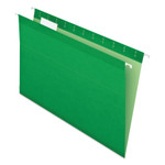 Pendaflex Colored Reinforced Hanging Folders, Legal Size, 1/5-Cut Tabs, Bright Green, 25/Box (PFX415315BGR) View Product Image