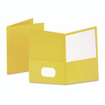 Oxford Twin-Pocket Folder, Embossed Leather Grain Paper, 0.5" Capacity, 11 x 8.5, Yellow, 25/Box