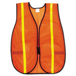 MCR Safety Polyester Mesh Safety Vest, One Size Fits All, Orange with 0.75" Lime Green Stripe