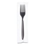 SOLO Reliance Mediumweight Cutlery, Fork, Plastic, Black, 1,000/Carton