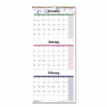 Blueline 3-Month Wall Calendar, Colorful Leaves Artwork, 12.25 x 27, White/Multicolor Sheets, 14-Month (Dec to Jan): 2025