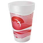 Dart Horizon Hot/Cold Foam Drinking Cups, 16 oz, Printed, Cranberry/White, 25/Bag, 40 Bags/Carton (DCC16J16H) View Product Image