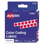 Avery Handwrite-Only Permanent Self-Adhesive Round Color-Coding Labels in Dispensers, 0.25" dia, Red, 450/Roll, (5790) View Product Image