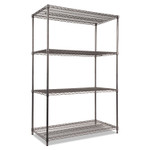 Alera Wire Shelving Starter Kit, Four-Shelf, 48w x 24d x 72h, Black Anthracite