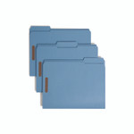 Smead Top Tab Colored Fastener Folders, 0.75" Expansion, 2 Fasteners, Letter Size, Blue Exterior, 50/Box