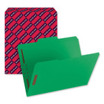 Smead Top Tab Colored Fastener Folders, 0.75" Expansion, 2 Fasteners, Letter Size, Green Exterior, 50/Box