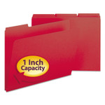 Smead Expanding Recycled Heavy Pressboard Folders, 1/3-Cut Tabs: Assorted, Letter Size, 1" Expansion, Bright Red, 25/Box