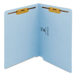 Smead Heavyweight Colored End Tab Fastener Folders, 0.75" Expansion, 2 Fasteners, Letter Size, Blue Exterior, 50/Box