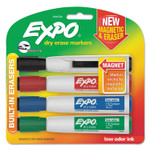 EXPO Magnetic Dry Erase Marker, Broad Chisel Tip, Assorted Colors, 4/Pack