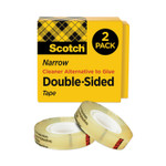 Scotch Double-Sided Tape, 3" Core, 0.5" x 36 yds, Clear, 2/Pack (MMM6652P1236) View Product Image