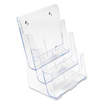 deflecto 3-Compartment DocuHolder, Magazine Size, 9.5w x 6.25d x 12.63, Clear (DEF77301) View Product Image