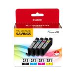 Canon 2091C005 (CLI-281) Ink, Black/Cyan/Magenta/Yellow