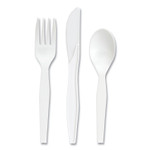 Perk Mediumweight Plastic Cutlery, Fork/Knife/Teaspoon, White, 100 Sets/Pack View Product Image