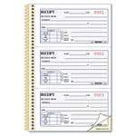 Rediform Gold Standard Money Receipt Book, Two-Part Carbonless, 5 x 2.75, 3 Forms/Sheet, 225 Forms Total
