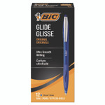 BIC GLIDE Ballpoint Pen, Retractable, Medium 1 mm, Blue Ink, Translucent Blue/Blue Barrel, Dozen