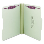 Smead Recycled Pressboard Fastener Folders, 1/3-Cut Tabs, Two SafeSHIELD Fasteners, 2" Expansion, Letter Size, Gray-Green, 25/Box