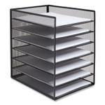 TRU RED Front-Load Enclosed Wire Mesh Horizontal Document Organizer, 6 Sections, Letter-Size, 9.25 x 13.38 x 13.38, Matte Black