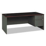 HON 38000 Series Right Pedestal Desk, 72" x 36" x 29.5", Mahogany/Charcoal (HON38293RNS) View Product Image