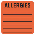 Tabbies Allergy Warning Labels, ALLERGIES, 2 x 2, Fluorescent Red, 500/Roll (TAB40560) View Product Image
