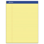Ampad Perforated Writing Pads, Wide/Legal Rule, 50 Canary Yellow 8.5 x 11.75 Sheets, Dozen