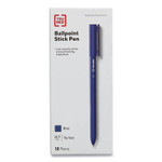 TRU RED Ballpoint Pen, Stick, Fine 0.7 mm, Blue Ink, Blue Barrel, Dozen View Product Image