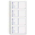 TOPS Petty Cash Receipt Book, Two-Part Carbonless, 5 x 2.75, 4 Forms/Sheet, 200 Forms Total TOP4109