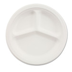 Chinet Paper Dinnerware, 3-Compartment Plate, 10.25" dia, White, 500/Carton View Product Image